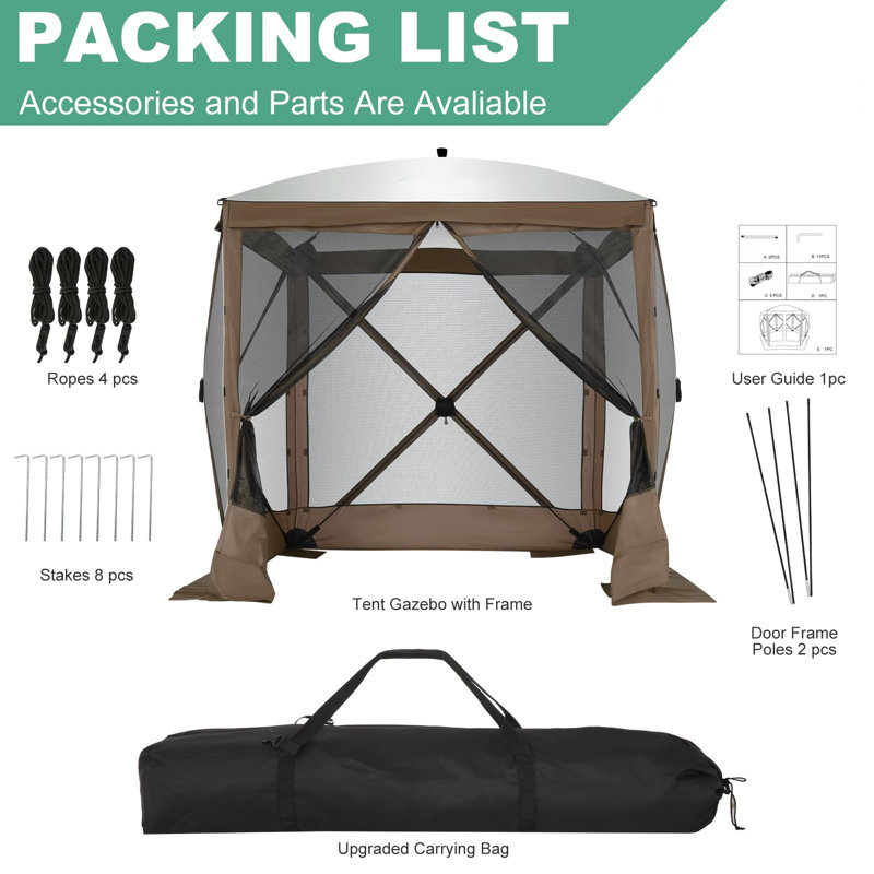 6FTx6FT Screen Room with Mosquito Netting, Brown