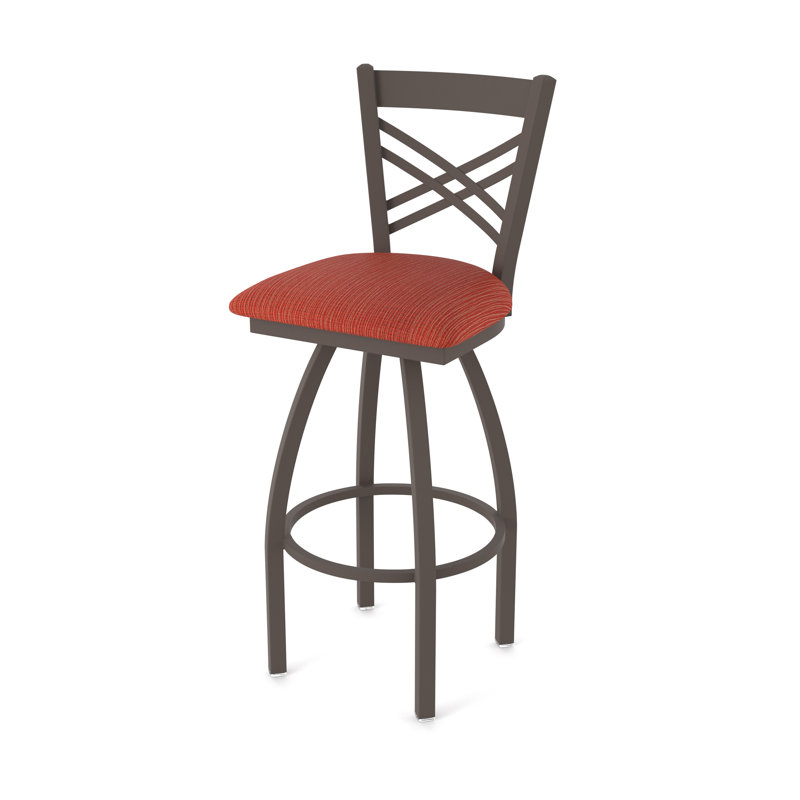 Tabouret tournant 36" Catalina, Bronze, Tissu - graphite coquelicot