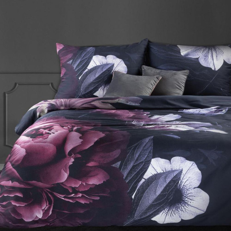 Genivieve Black/Purple/White, 200 x 220cm - 2 Standard Pillowcases