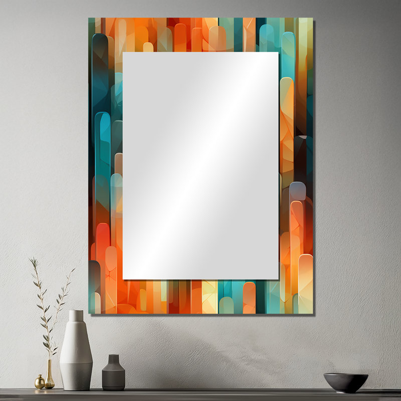 Deba Popart abstrait Popsicle Parade - miroir rayé, miroir mural décoratif moderne, impression d'art en métal, 40 po x 30 po