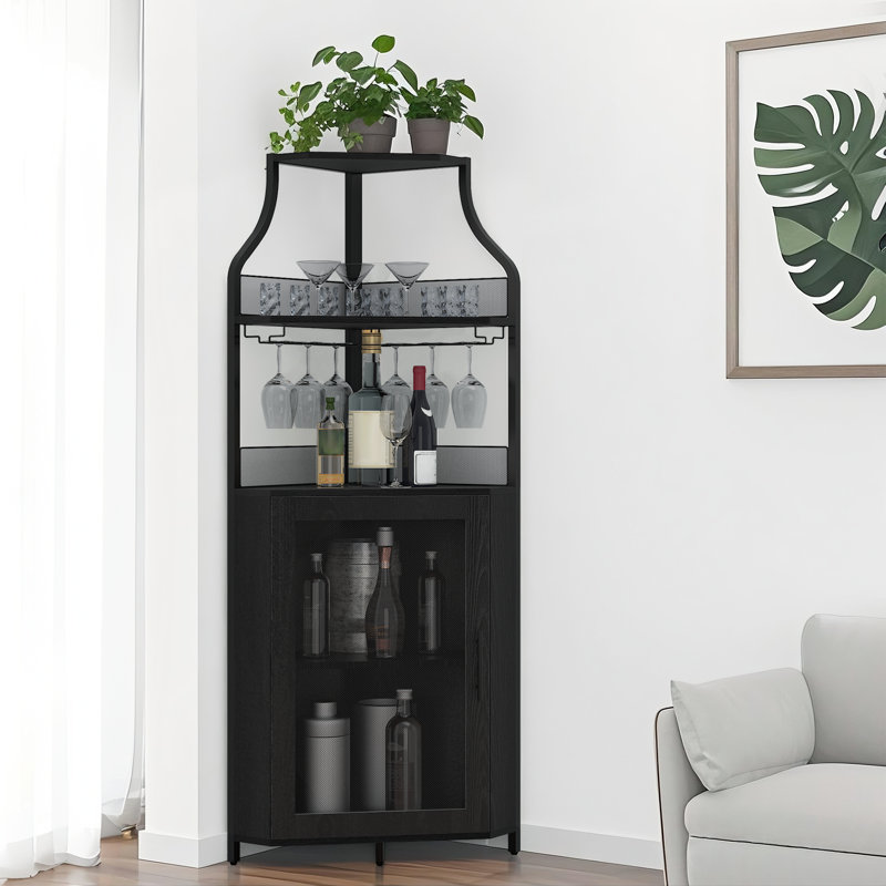 Wine Bottle & Glass Rack Black