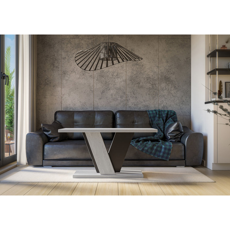 Pedestal Coffee Table with Storage, Grey/Black