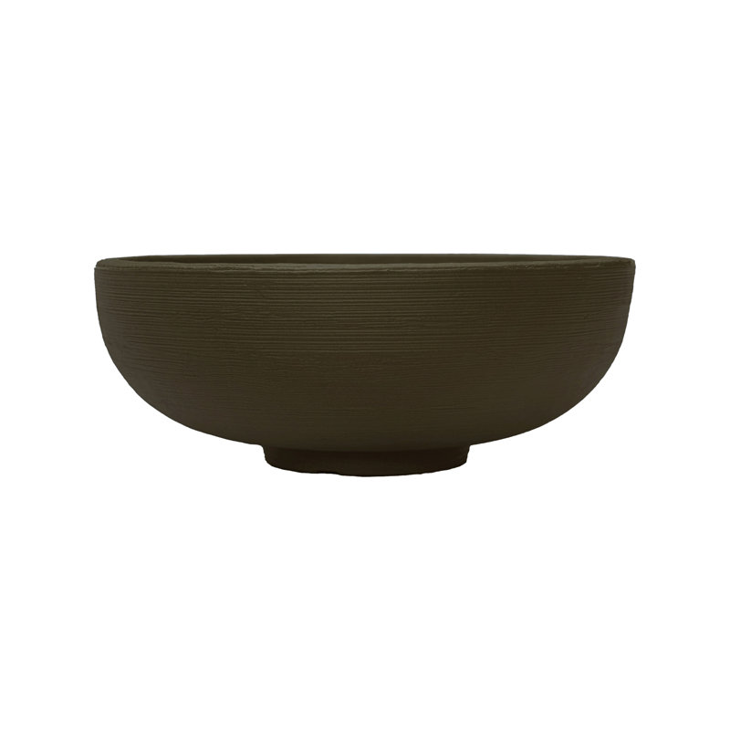 Orinoco Double Walled Plastic Planter Bowl for Indoor/Outdoor, Old Bronze, 12" H x 31.75" W x 31.75" D
