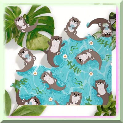 Kawaii Kids Otter Upholstery Fabric 1 Yard Waterproof