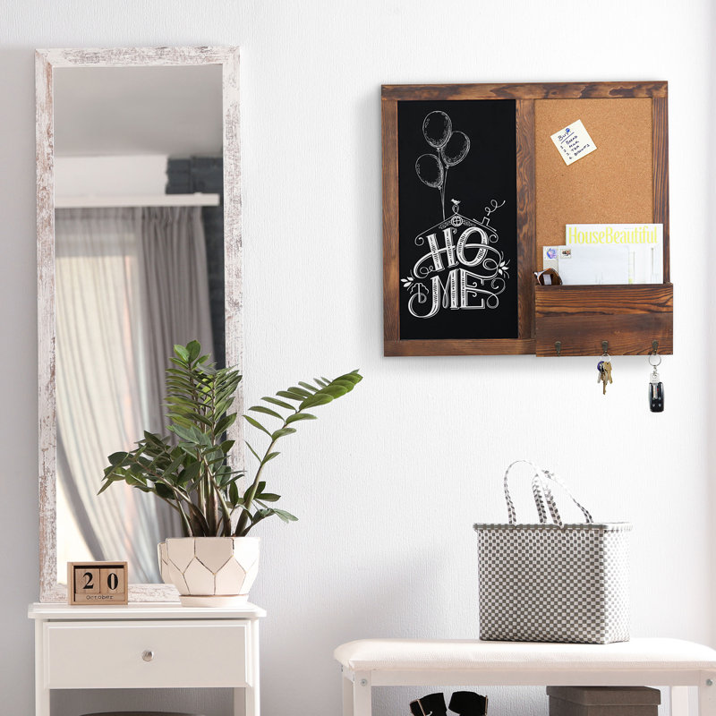 Wall Mounted Wood Entryway Combo Board, Brown