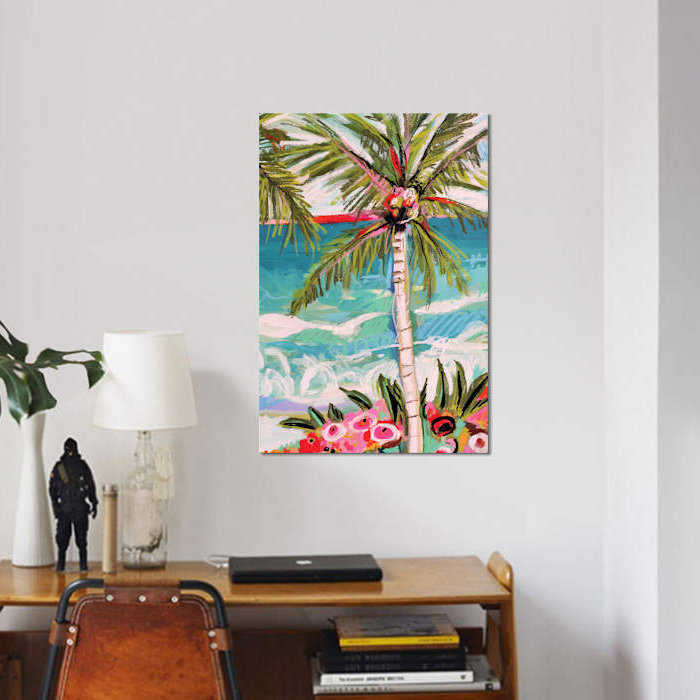 «Palm Tree Whimsy II», impression sur toile, H 26 po x l 18 po x P 1,5 po, Toile tendue, Pas de tapis