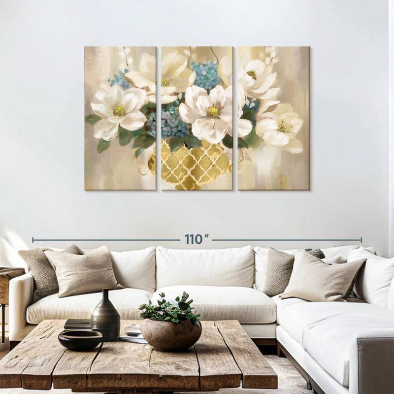 Fleurs de magnolia du Sud, H 48 po x l 74 po