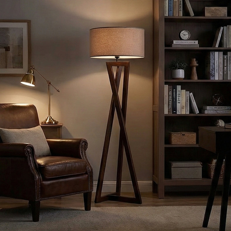 Lampe sur pied Jahzair, Noyer, Brun