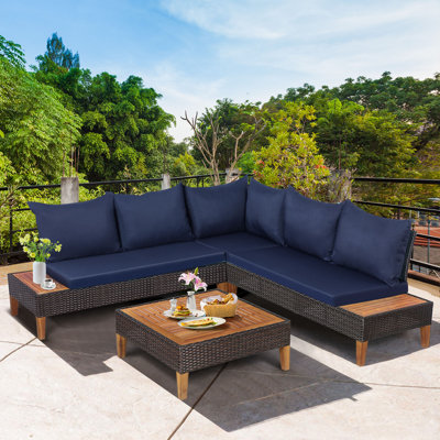 Hoda Polyethylene (PE) Wicker 6 - Person Seating Group with Cushions