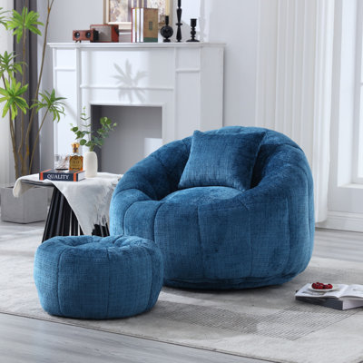 Fauteuil d'appoint en tonneau de compression et repose-pieds de 41,3 po Watban
