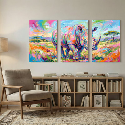 Animaux, ensemble de 3 reproductions d'art sur toile