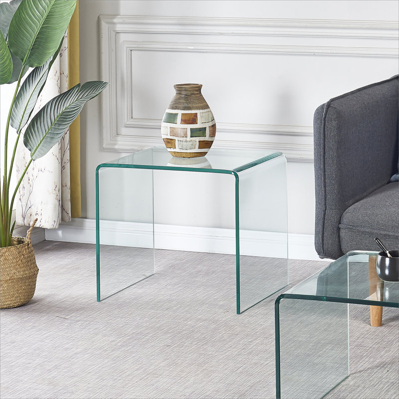 Table d'appoint et table de bout en verre trempé transparent trempé transparent