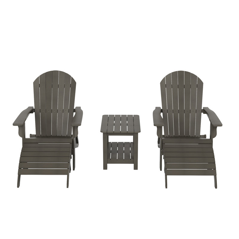 Arrlo Foldable Outdoor Adirondack Chair, Charcoal Gray