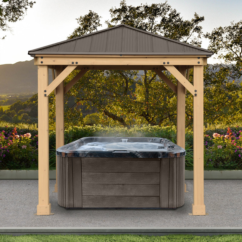 8' x 8' Cedar and Brown Permanent Gazebo