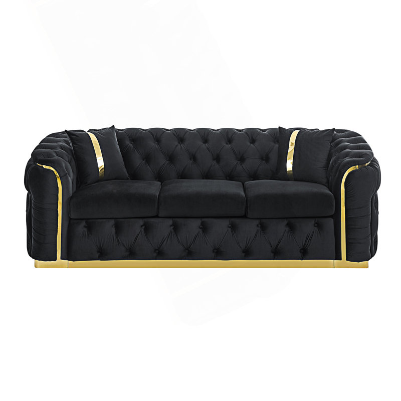Canapé Chesterfield de luxe capitonné, Noir