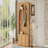 Farmhouse All-in-One Hall Tree with Adjustable Shelves, Retro Arched Entryway Storage Bench with 3 Cabinets, Wooden Coat Rack Organizer with 4 Golden Hooks for Mudroom, Hallway, Natural/Teak-894272270