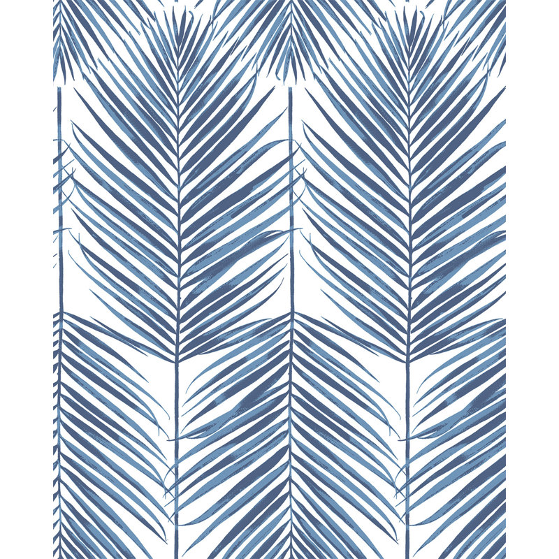 Rouleau de papier peint adhésif 18 pi x 20,5 po Paradise Palm, Blanc / bleu côtier
