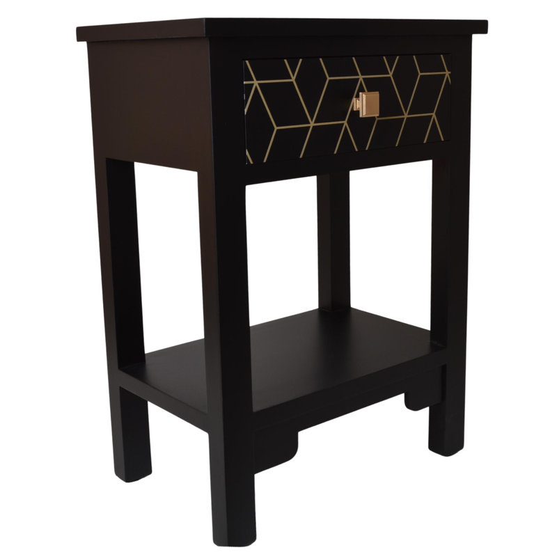 Smeltertown 48 cm W Bedside Table, Black