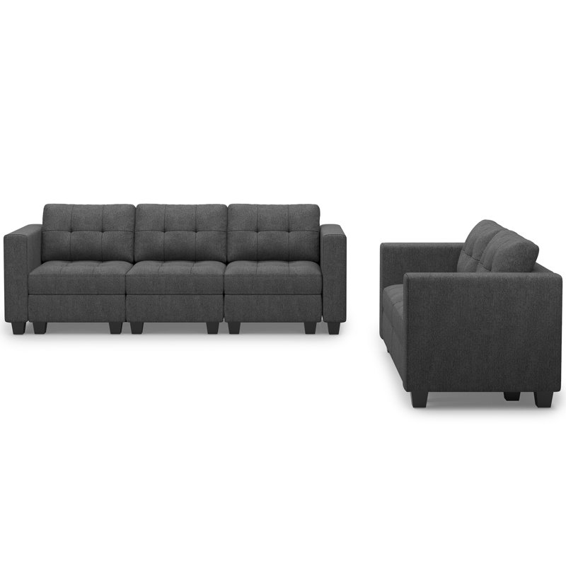Ensemble de canapés modulaires 2 pièces Ayden Hunsicker, Gris foncé