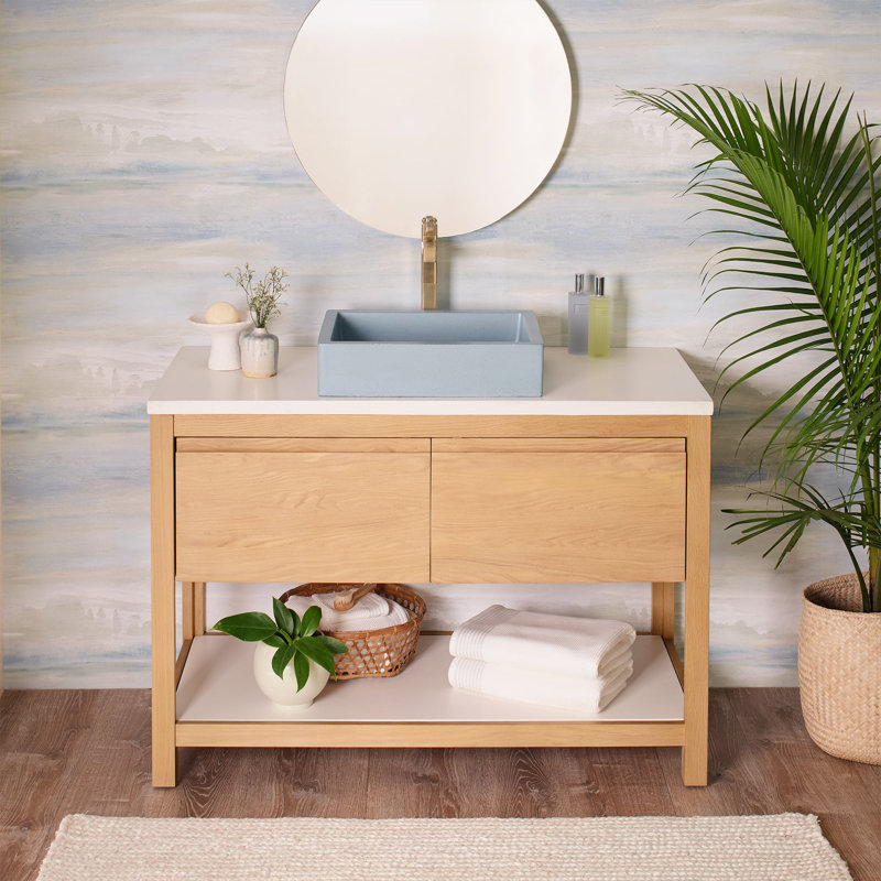 Ensemble de meuble-lavabo simple 49 po Solace, Chêne lever de soleil, Perle