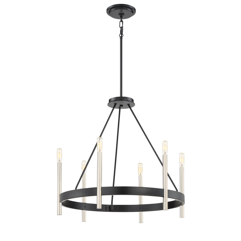 Lustre en roue de chariot à 6 lumières de style bougie Doucette