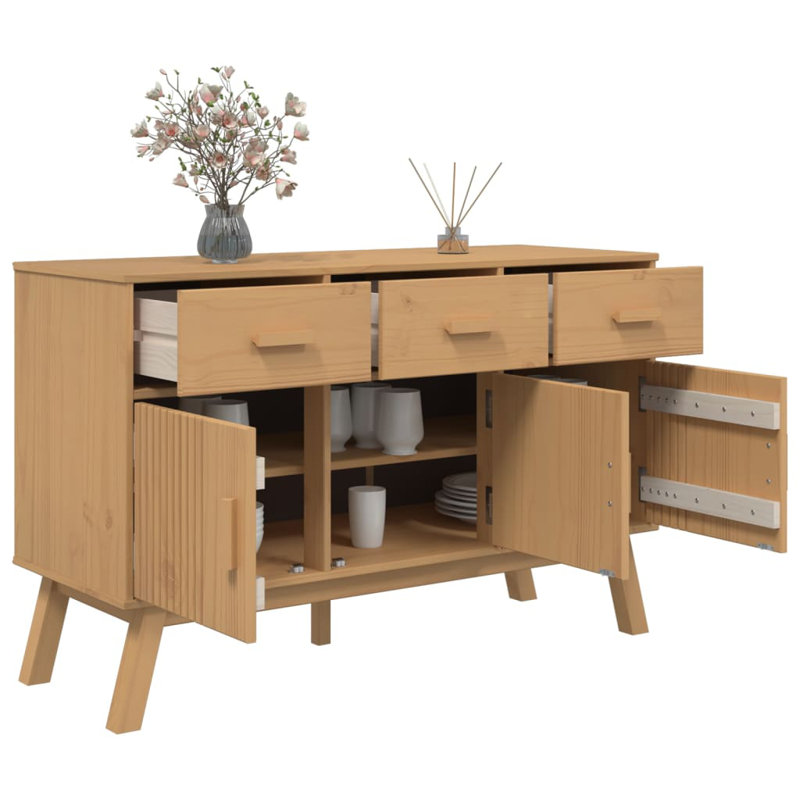 Buffet Vidaxl OLDEN brun 44,9 po x 16,9 po x 28,9 po pin massif