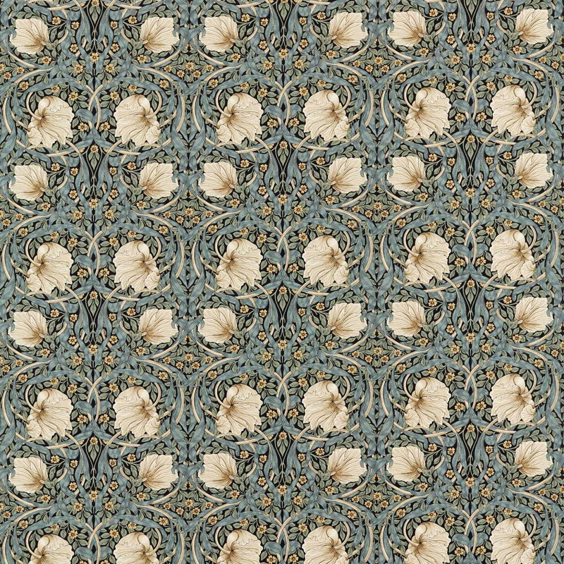 Morris & Friends Fabrics Pimpernel Fabric, Ink/Sage
