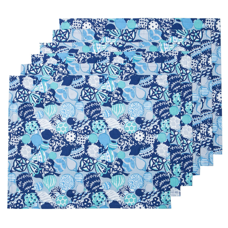 100% Cotton Ornaments Rectangle Placemat, Blue
