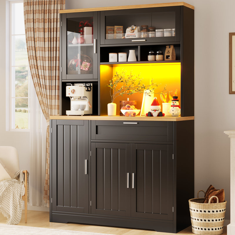 180cm Kitchen Pantry, Black