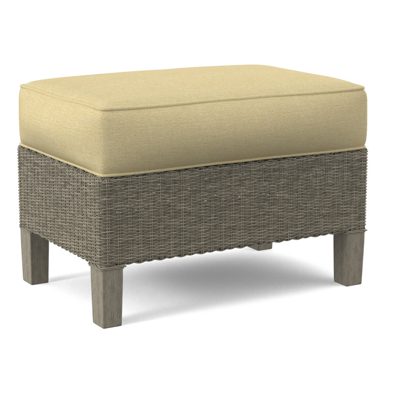 Gibraltar Ottoman, Stone Hearth, Light Blue Performance Fabric; 0851-55