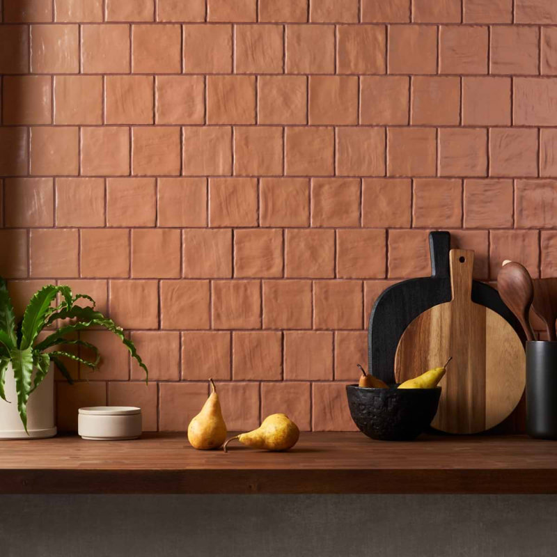 Montauk 4x4 Mixed Finish Ceramic Tile, Terracotta