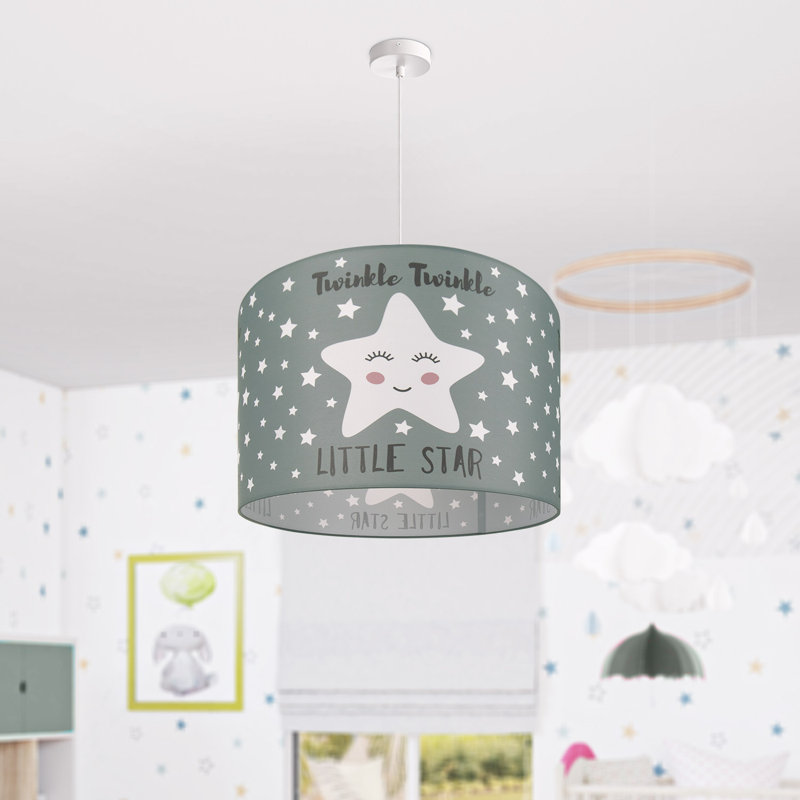 Drum pendant lamp 1-light Sanjay, Grey