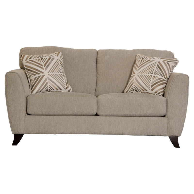 Bestla 68" Square Arm Loveseat with Reversible Cushions, Pebble 100% Polyester