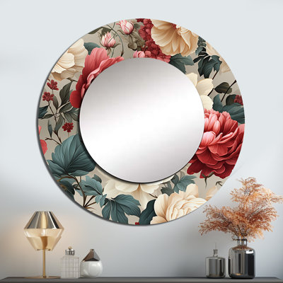 «Rilea Antique Rose Mute Green Garden», miroir mural floral