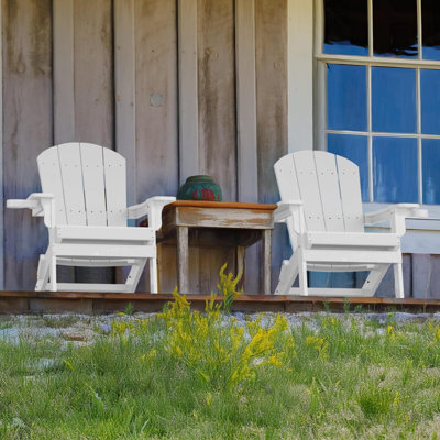 Patio Folding Adirondack Chairs set of 2, Outdoor All Weather HIPS Foldable Adirondack Chair with Cup Holder