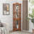 Curio Cabinet Lighted Glass Display Curio Cabinet w/Tempered Glass Doors and Shelves, Crown Corner Cabinet with Bulb, Corner Storage Decoration for Living room and Bedroom OAK-1111518744