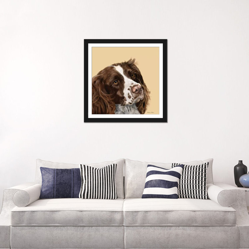« épagneul », reproduction de photo sur toile tendue Vicki Newton, H 16 po x l 16 po x P 1 po, Papier d'art encadré noir