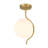 1 - Light Semi Flush Mount with White Jade Glass