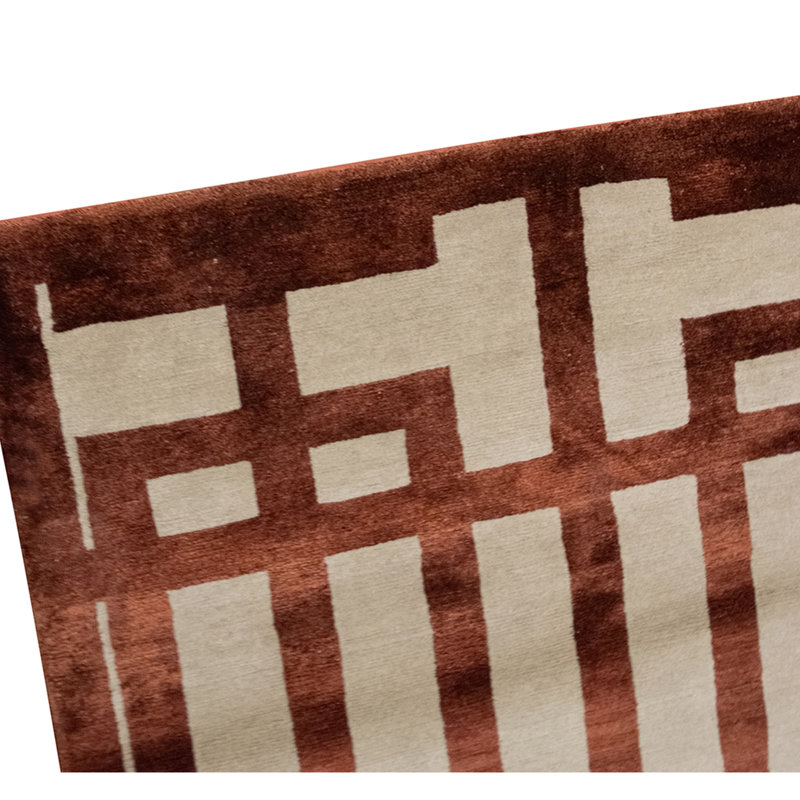 Hand Knotted Geometric Area Rug in Garnet