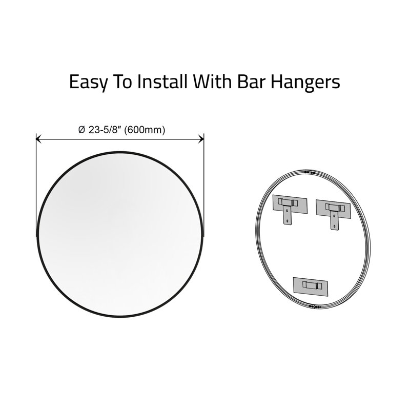 Cobin Metal Flat Wall Mirror, Black