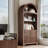 Arched Display Cabinet With Decorative Striped Doors, Modern Accent Storage Cabinet-122057300