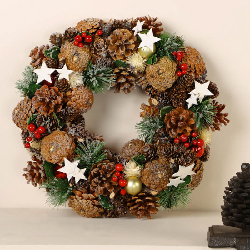 Handcrafted Faux Pinecones 34cm Wreath