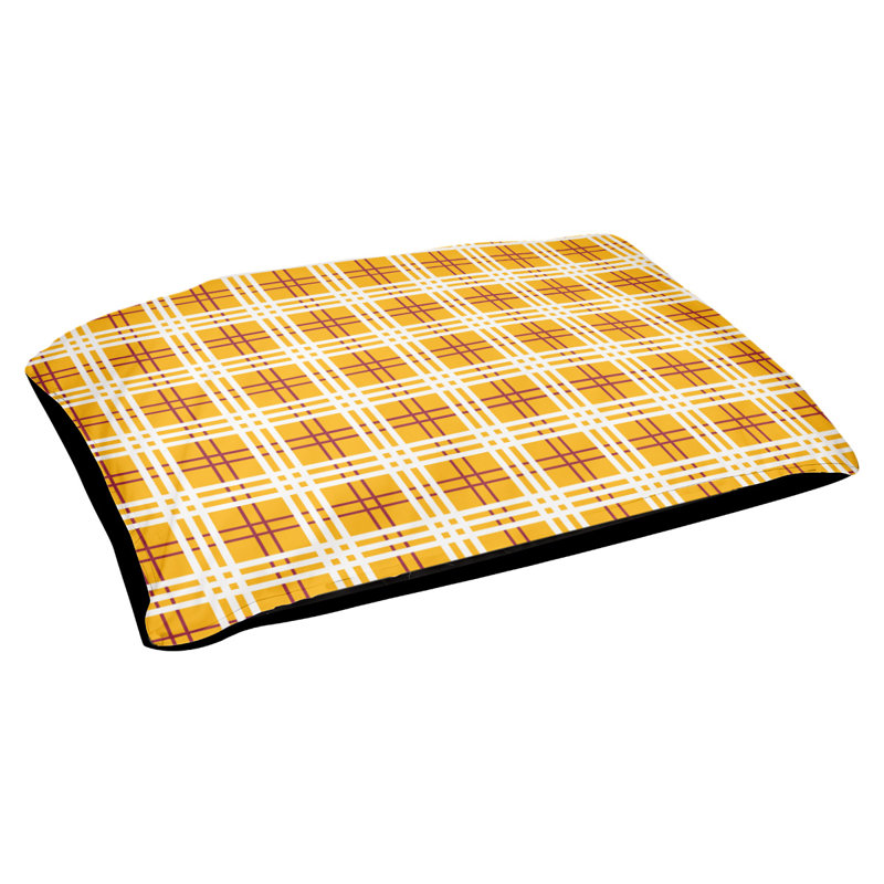Lit pour chat rectangulaire Arizona designer, Grand L 52 po x l 42 po, Jaune / blanc / brun