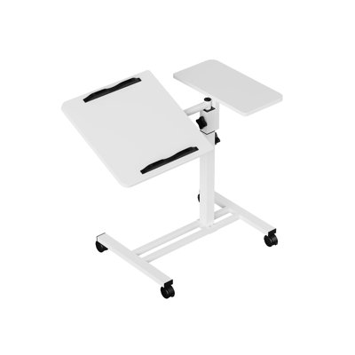 Height Adjustable Rolling Laptop Desk on Wheels, 360° Rotating Mobile Standing Workstation for Bedroom Office