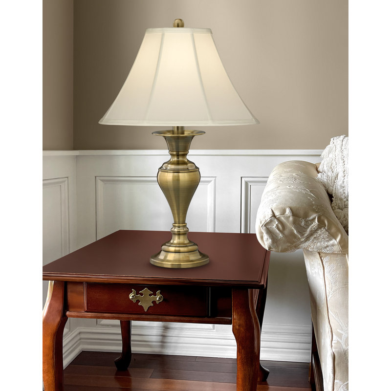 Dover 29" Satin Antique Brass Table Lamp, Eggshell
