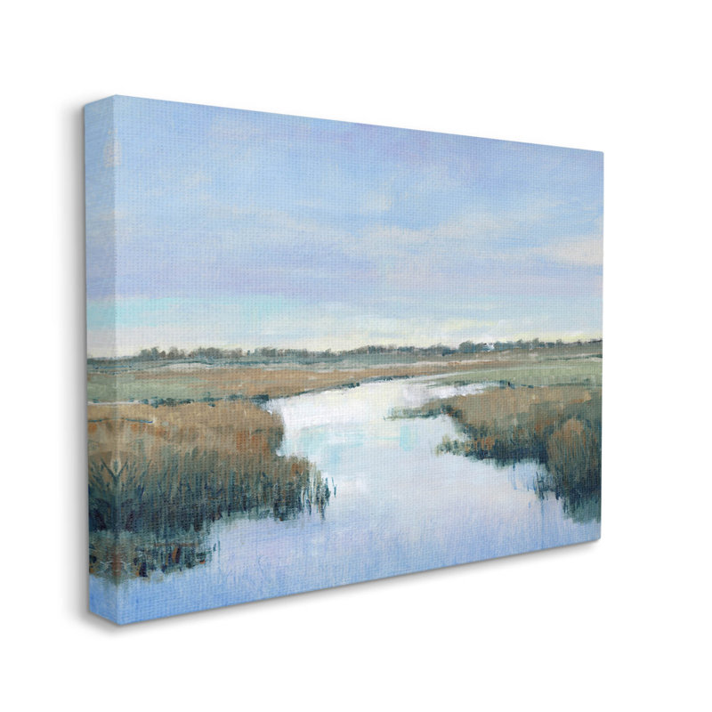Paysage de marais à la campagne par Tim Ottoole - peinture sur toile tendue, H 16 po x l 20 po x P 1,5 po