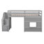 Lit mezzanine simple avec escalier de rangement et fenêtre joyeuse en bois gris pour une chambre à coucher ludique-648025436