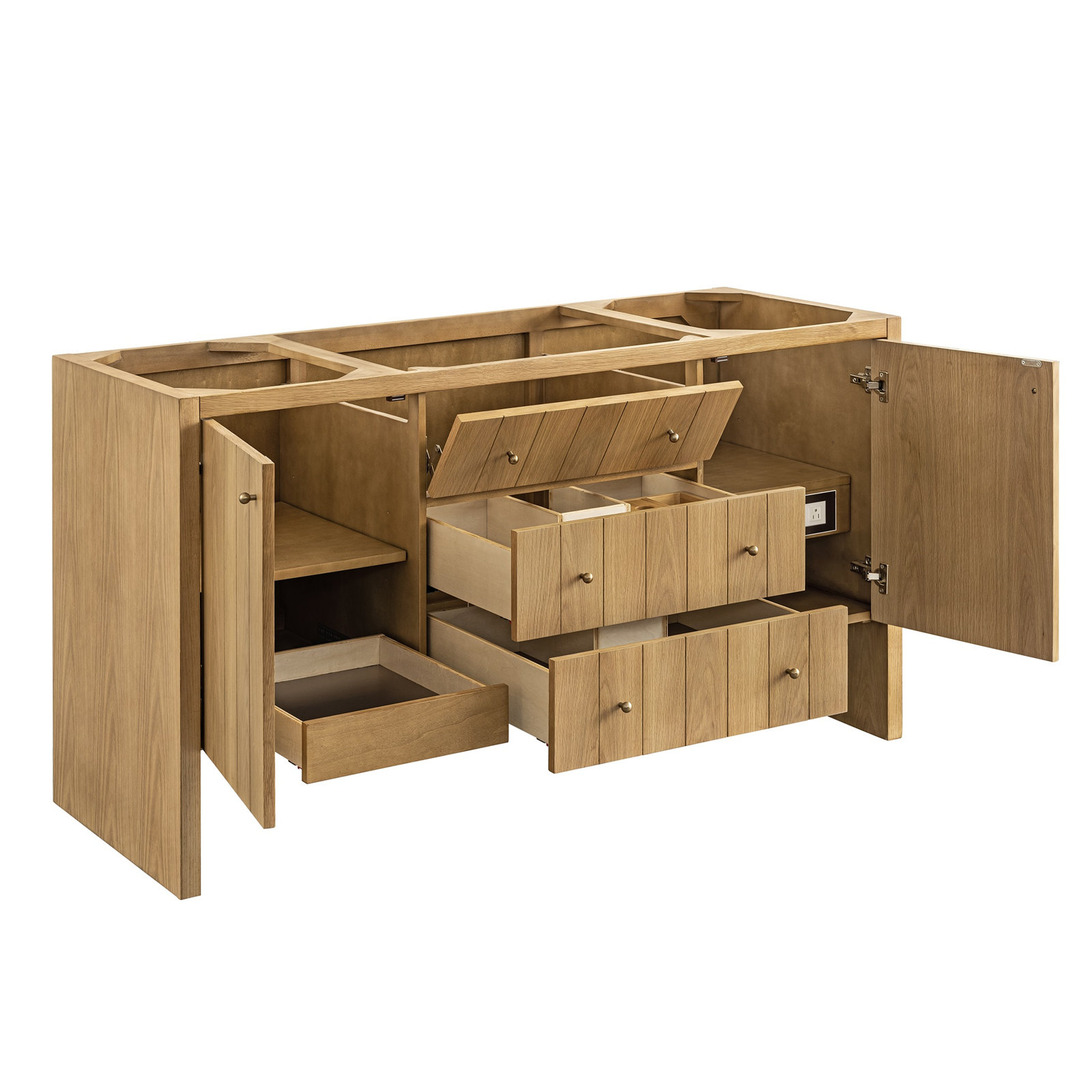 Hudson 60" Single Bathroom Vanity Base, Light Natural Oak
