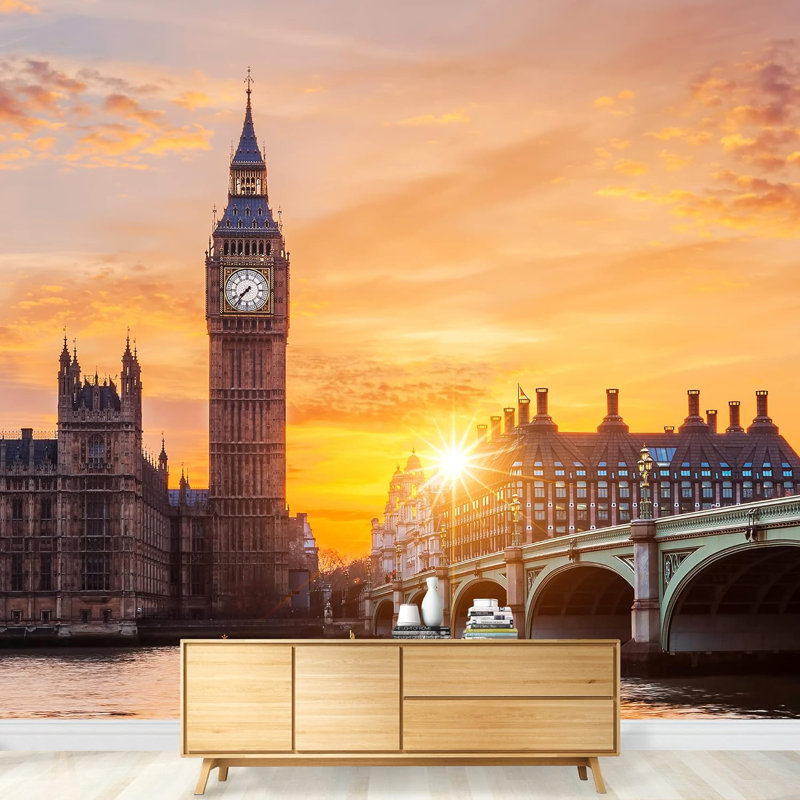 Big Ben House, coucher de soleil, Angleterre, paysage urbain, point de repère, photographie, paysage décoratif