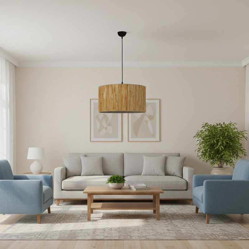 Lustre en bambou 1 lumière Oasis, En bois